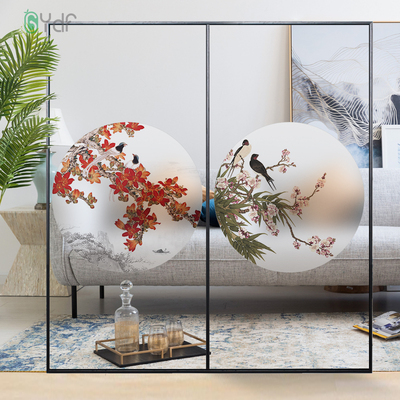 定制玻璃贴纸新中式透光不透明静电磨砂玻璃贴膜家用创意窗纸圆形