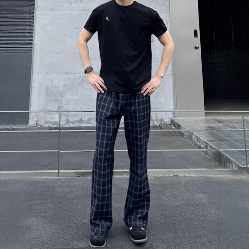 City Hipster  直筒格子透气抽绳休闲长裤 CT4XX-706-26-C000