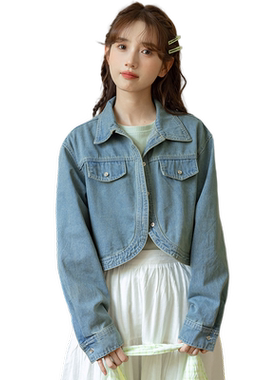 复古港味短款牛仔外套女休闲上衣