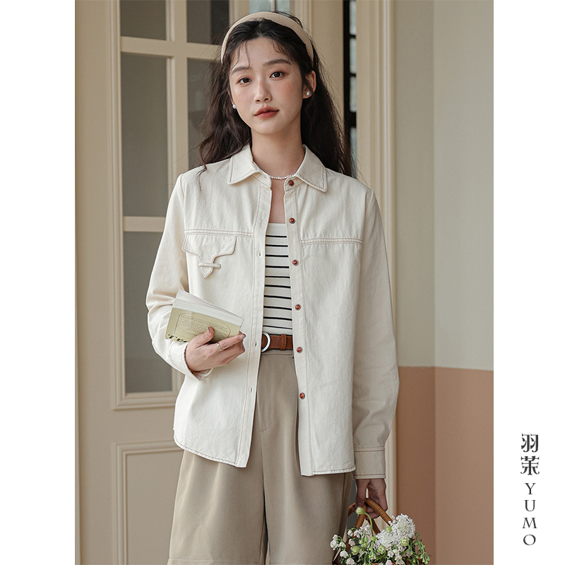 小清新文艺百搭长袖牛仔衬衫女潮