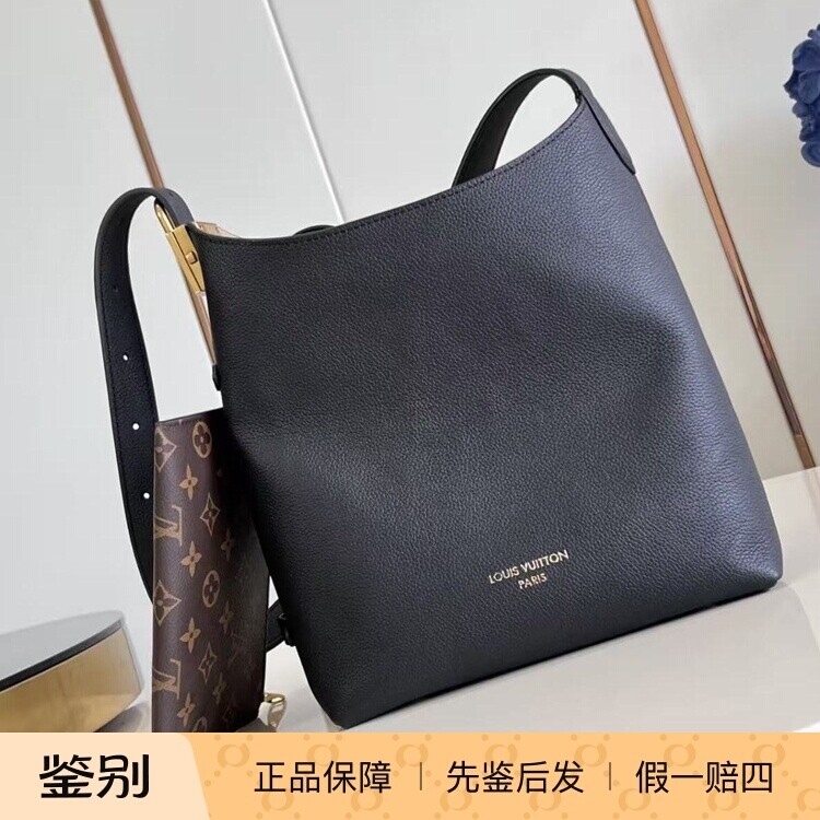 LV路易威登lowkey allin bb  黑色压纹水桶包女单肩手提子母包