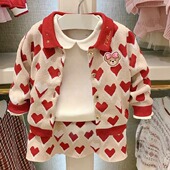 26春秋新款 女童棉针织开衫 短裙套装 chris童装 儿童休闲套装 洋气潮