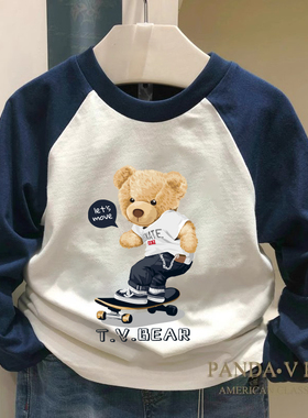 chris童装25春秋新款男童装长袖T恤中大童休闲学院风全棉打底衫