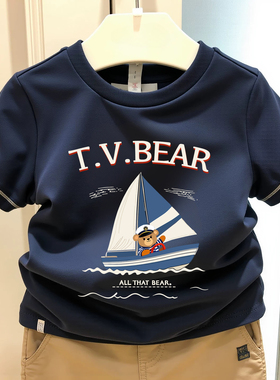 chris童装2026夏季新款男童中大童装休闲短袖薄款圆领T恤上衣