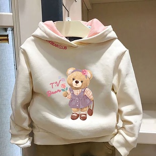 chris童装26秋冬新款女童加绒加厚连帽卫衣中童休闲百搭帽衫上衣