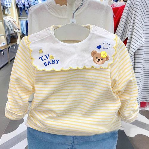 chris童装26春秋新款女童婴童装卡通纯棉长袖T恤娃娃领t恤上衣潮