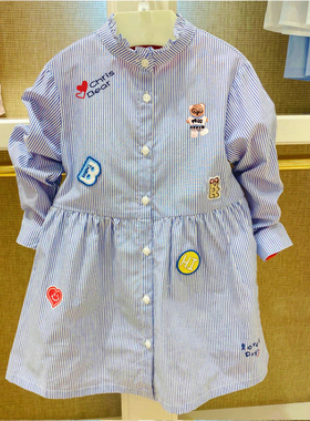 chris童装2026春秋新款女童装潮条纹纯棉长袖连衣裙宝宝公主裙