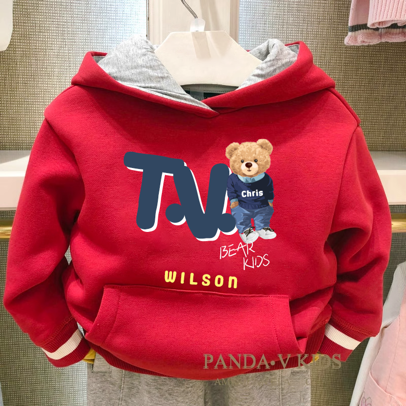 小熊加绒加厚春秋款全棉外套卫衣