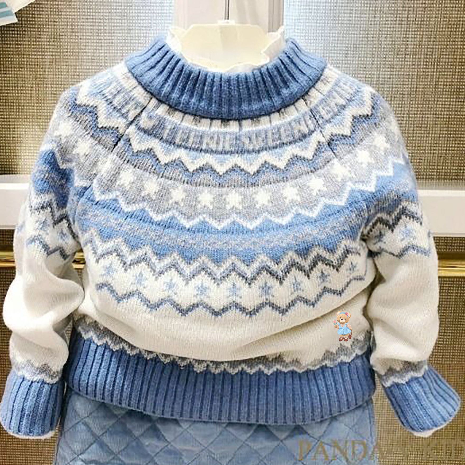 chris童装25秋冬款女童半高领毛衣套头中大童洋气加厚毛衣针织衫