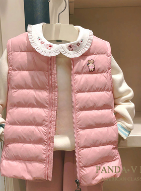chris童装26秋冬新款女童加厚棉马甲背心中大童休闲百搭保暖坎肩