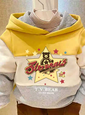 chris童装26秋冬新款棉男童加绒连帽卫衣休闲百搭加厚上衣外套