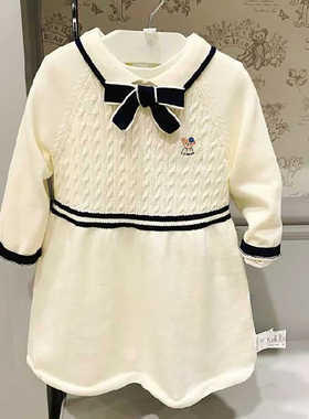 chris童装26秋冬新款女童装休闲百搭毛衣裙长袖针织休闲公主裙潮