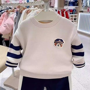 休闲针织加绒保暖圆领毛衣洋气 男童中大童装 chris童装 25秋冬新款