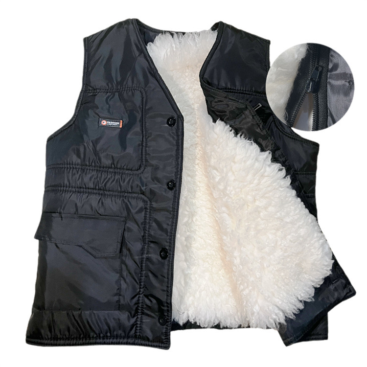 冬季中老年羊皮马甲皮毛一体坎肩防寒保暖男羊毛背心加绒军棉马甲