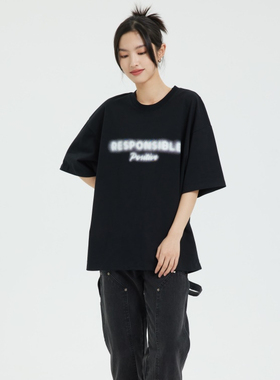 Shameless丨RPB Brand幻影logo圆领套头简约男女情侣装短袖T恤潮