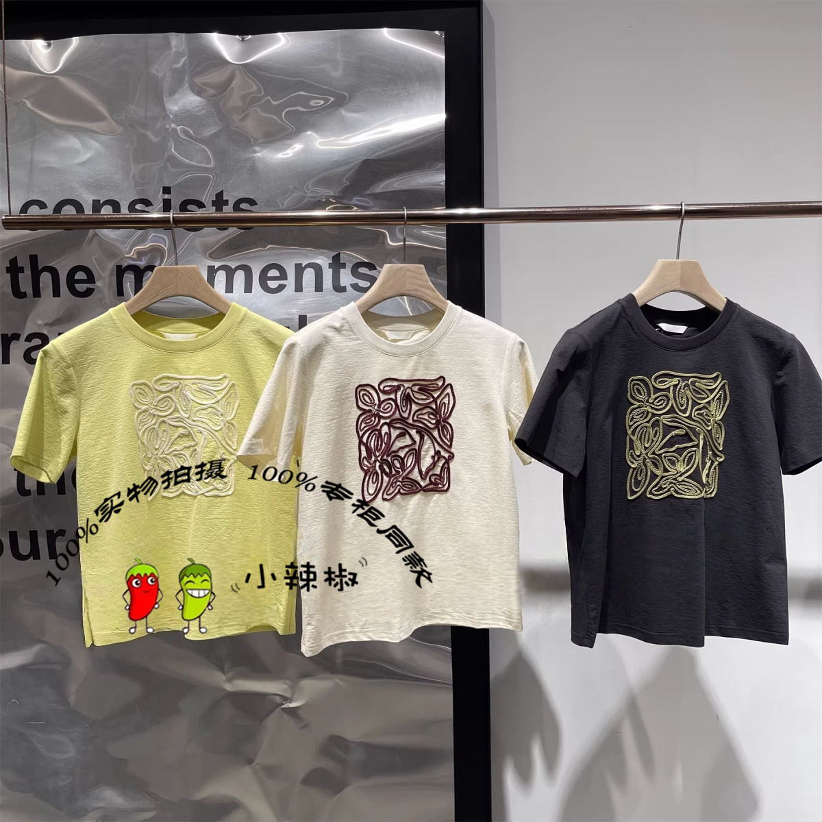 衣播商场同款26夏季新款通勤绣花圆领短袖T恤BDT2YD1780期待发芽