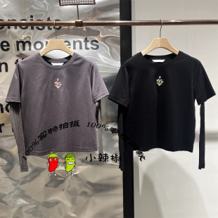 播女装2025夏季新款美式短袖网纱袖假两件T恤BDS2YD2606不想晒黑