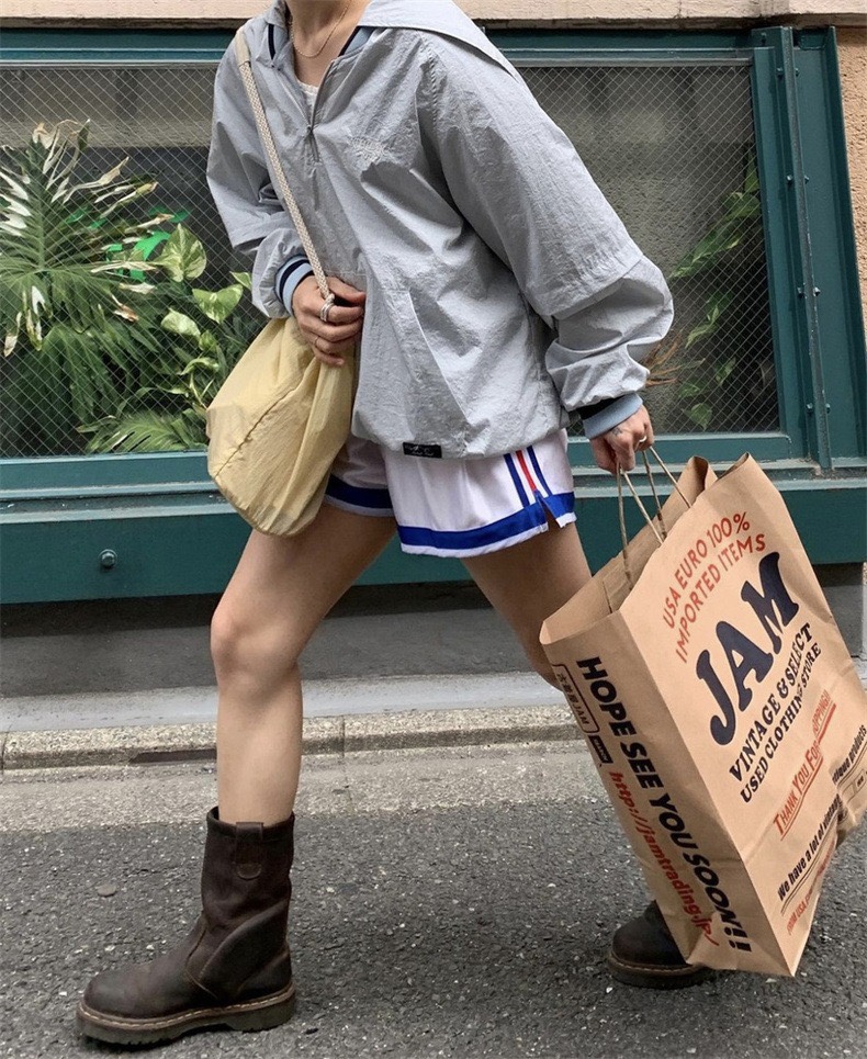 生C2023夏季新款韩国东大门mod*st m*od半拉链宽松休闲冲锋衣外套