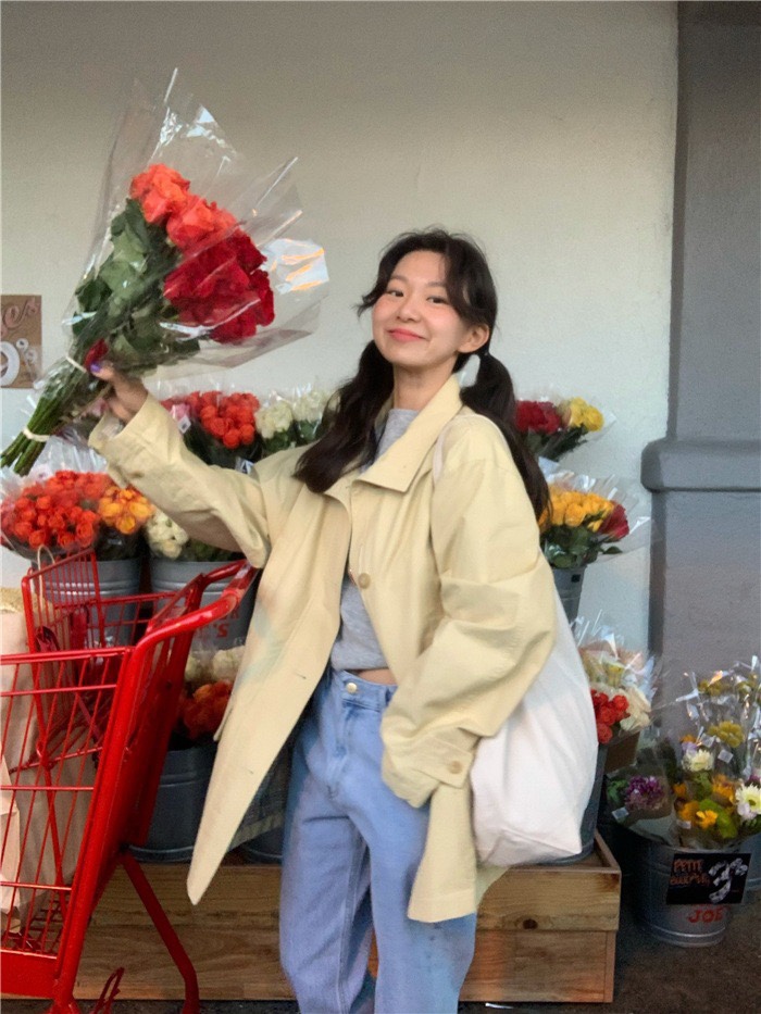 现H 2023秋季新款韩国东大门th*bar*net工装风翻领拉链风衣外套女