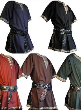 Adult Men Medieval Knight Warrior Costume Green Tunic Clothi