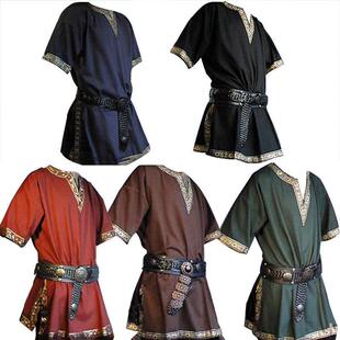 Adult Men Medieval Knight Warrior Costume Green Tunic Clothi