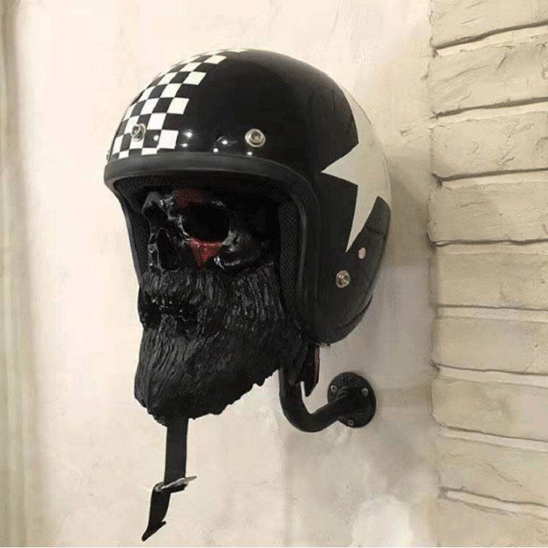 Skull Helmet骷髅头盔支架摩托车手礼物树脂工艺摆件创意家居挂件
