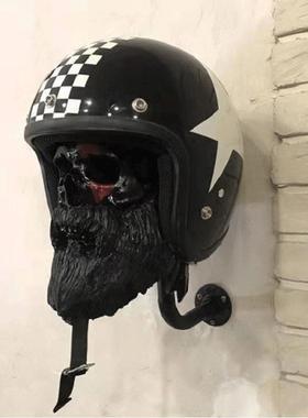 Skull Helmet骷髅头盔支架摩托车手礼物树脂工艺摆件创意家居挂件
