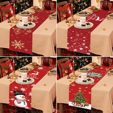 Christmas Table Runner Print Winter Snowflake Tablecloth Hol
