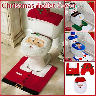 Christmas Toilet Cover Bathroom Decoration Bath Mat Anti Sli