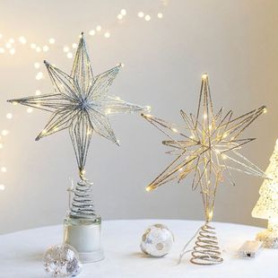 Star with LED Christmas Lights Toppers String Ornaments Tree