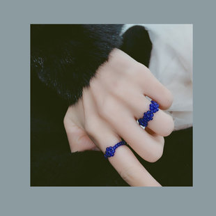 IU同款 花朵戒指编织手工泫雅风小花透明色 韩国ylyl