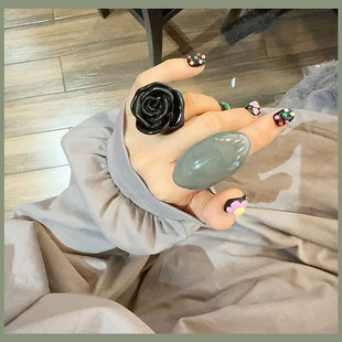 欧美老饰品夸张简约百搭夸张果冻彩色数字玫瑰花戒指女