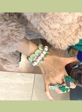 GREEN XINP 精致韩国手链夸张花卉独特日韩