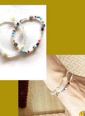 green笑脸手链森系简约花卉