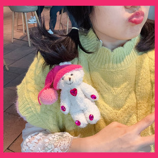 可爱珊瑚绒小熊胸针女毛绒手工装饰别针圣诞礼物配饰