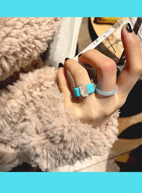 戒指绿森林女亚克力原创设计