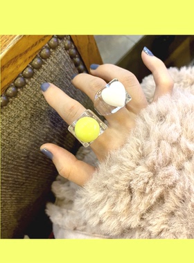 几何形女亚克力日韩戒指