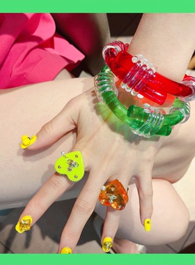 手链正品现货糖果色戒指亚克力