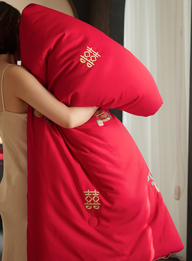 60S长绒棉纯棉蚕丝蛋白结婚庆被子大红色空调被芯秋冬春秋被加厚