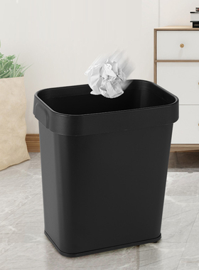 欧润哲 12升不锈钢压袋式废纸桶 办公室垃圾桶无盖家用纸篓200025