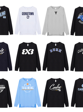 美式运动T恤男3x3篮球长袖速干衣健身跑步ncaa热身投篮训练服球衣