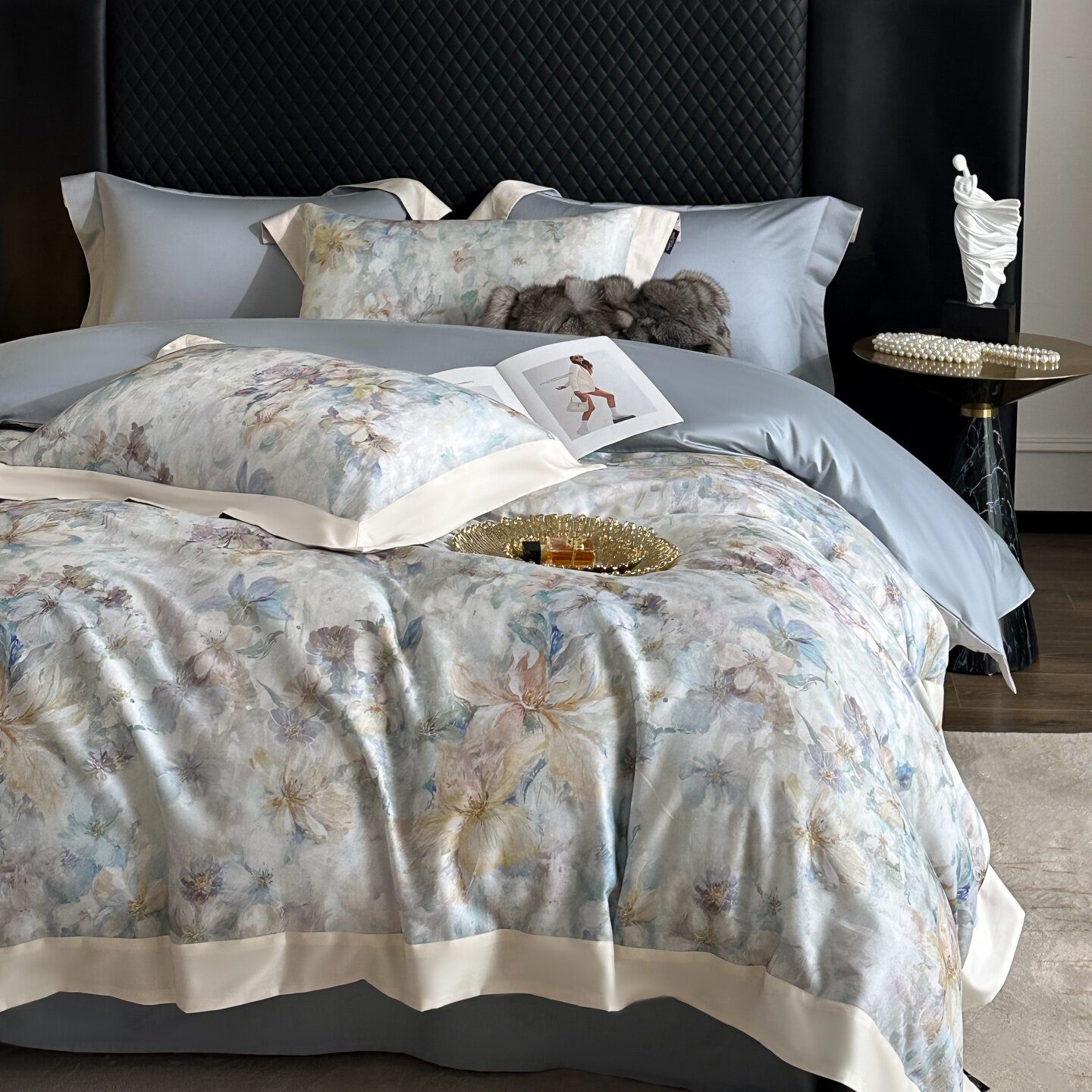 LOOPS LOVE高端美式植物花卉四件套天丝棉磨毛卧室高档款床品套件