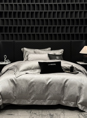 LOOPS LOVE轻奢提花四件套纯棉床品套件灰色简约现代风
