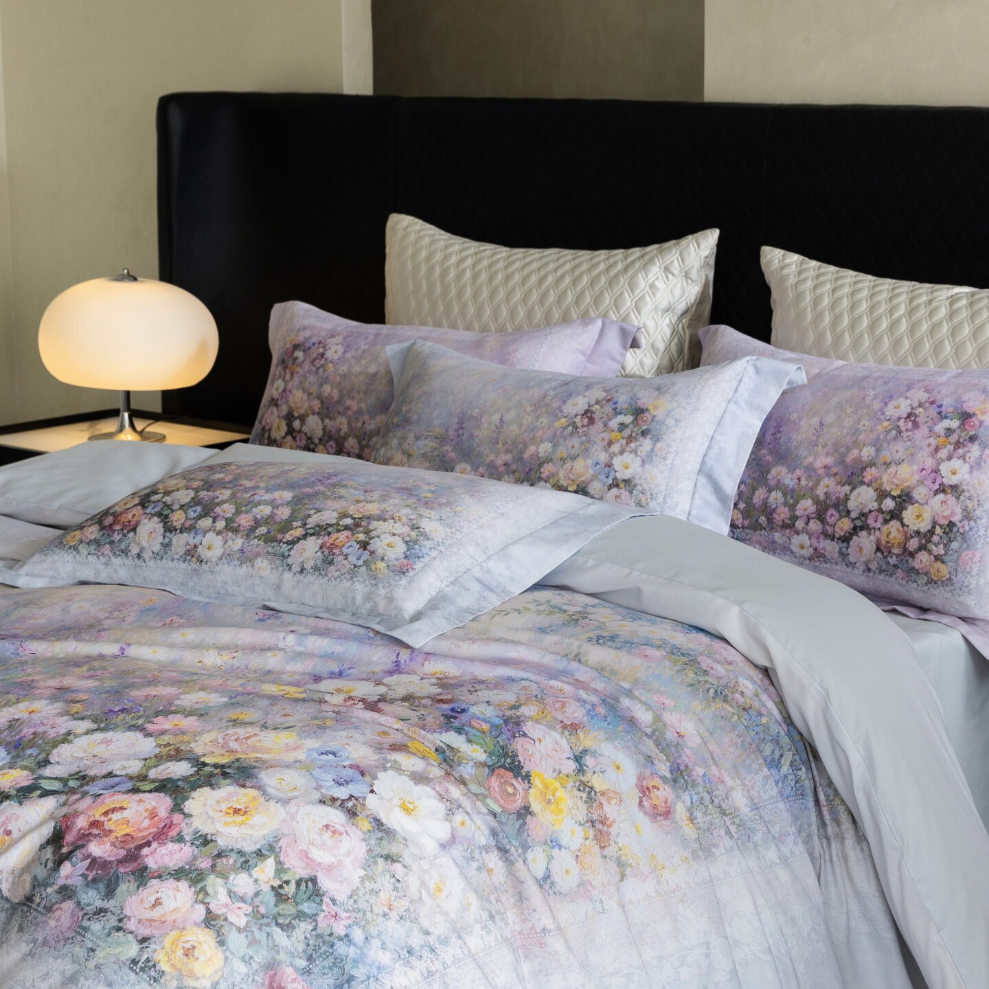 法式田园风数码印花四件套长绒棉植物花卉床上用品高级感全棉磨毛