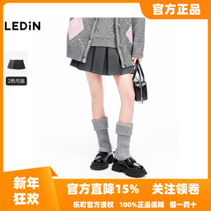 【商场同款】乐町学院风百褶裙冬季新款扣袢设计短裙C2GEE4337