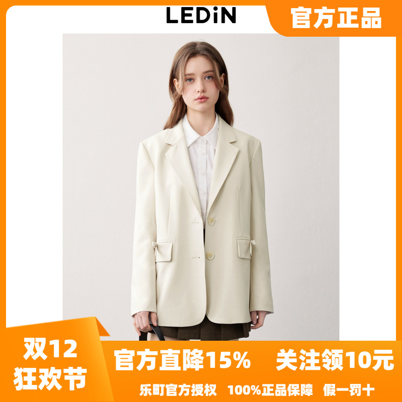 乐町韩系学院风秋季新款口袋蝴蝶结设计感休闲宽松西装外套