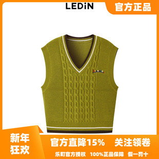 叠穿坎肩背心C2EFD4126 乐町秋冬V领撞色无袖 清仓