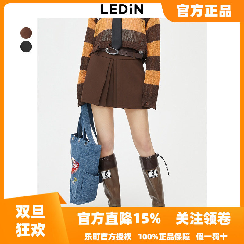 【清仓】乐町腰带百褶短裙秋季半身裙C1GED2101