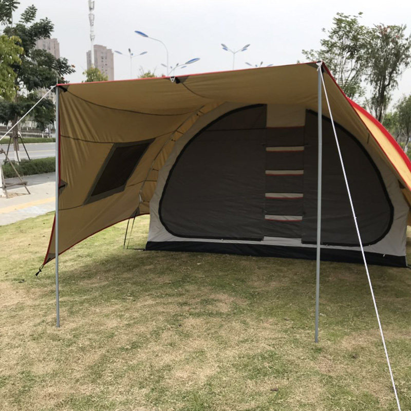 天猴户外野营防雨超大多人黑胶一房一厅帐篷原创新款哈比天幕定制