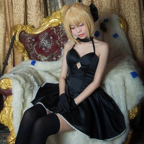 黑Saber连衣裙命运之夜fate吾王阿尔托利亚cosplay女装礼服 - 封面